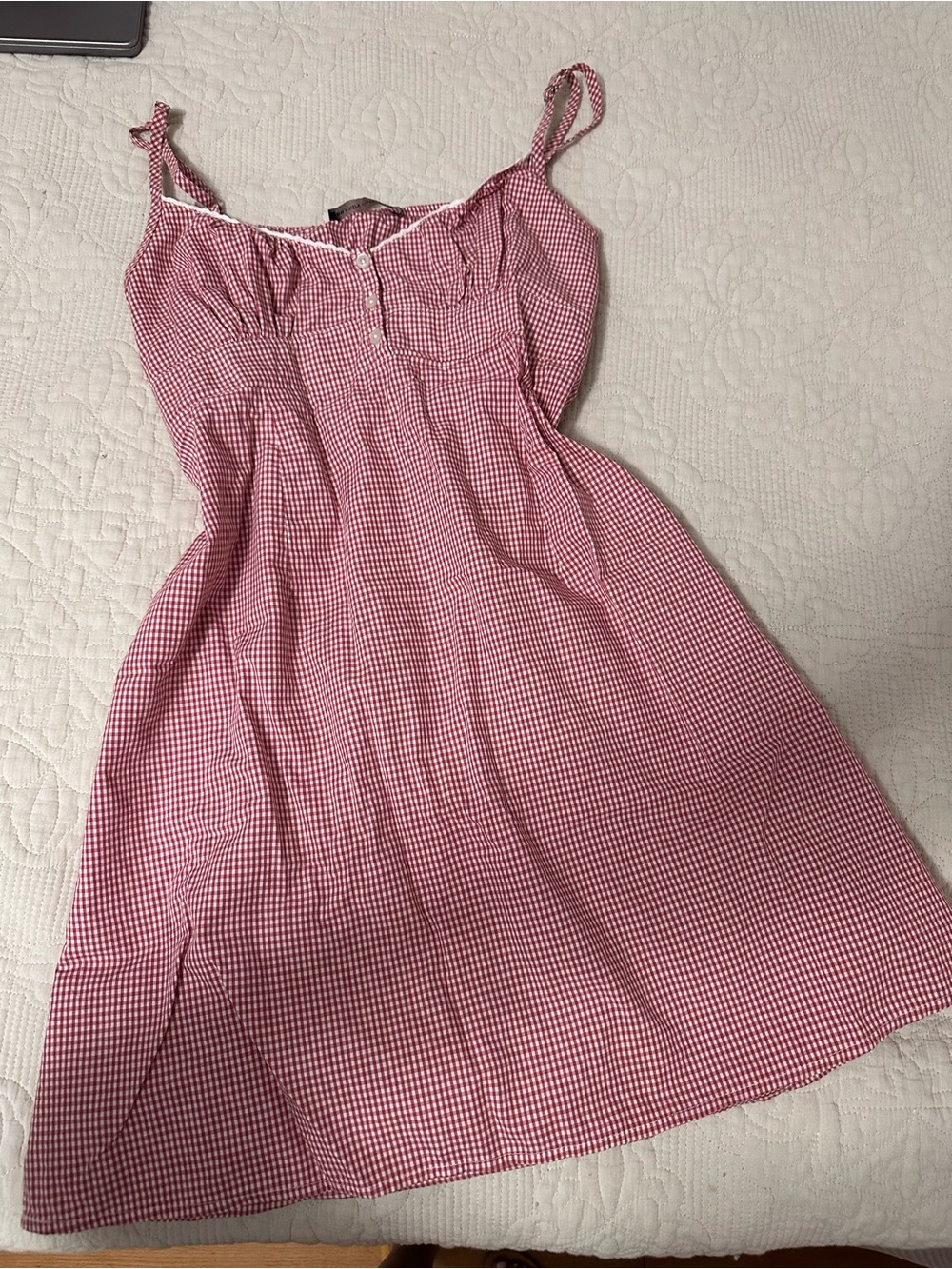 Red Gingham Sundress with Spaghetti Straps brandy Melville